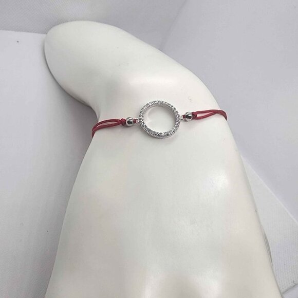 Sterling SIlver 925 Round Design With Red String Bracelet - Picture 3 of 3